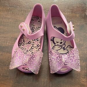 Mini Melissa Kids Lavender Bow Disney Minnie Mouse Dress Shoes 6 US